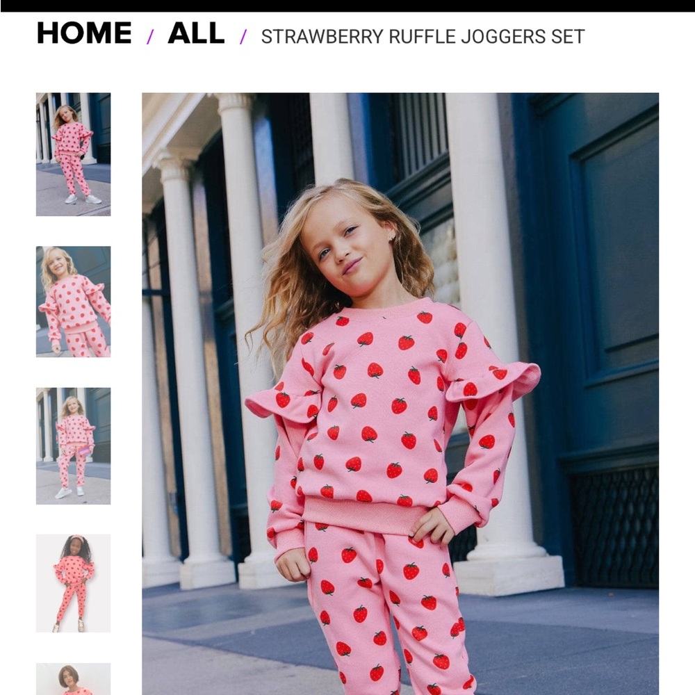 Lola + The Boys Pink Strawberry Pajama Set